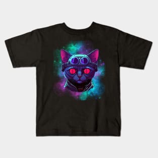 galaxy cat pilot space kitten Kids T-Shirt